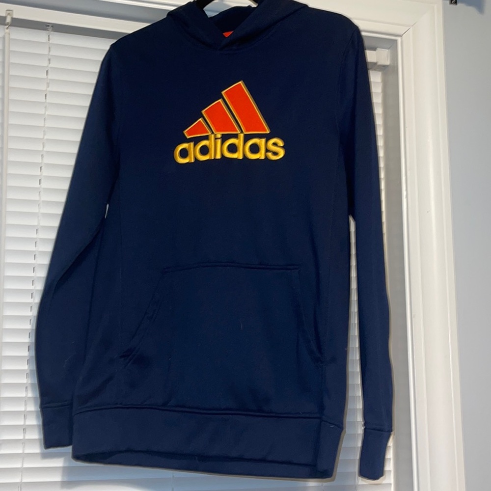 Adidas XL Boys Hoodie Navy, Yellow, and Orange